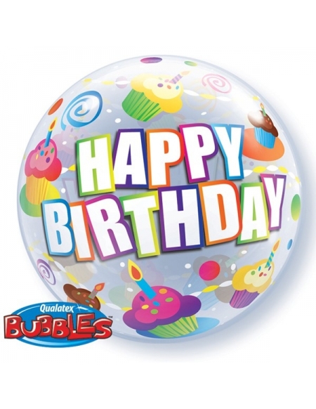 Globo Birthday Colourful Cupcakes - Bubble Burbuja 55cm - Q30799