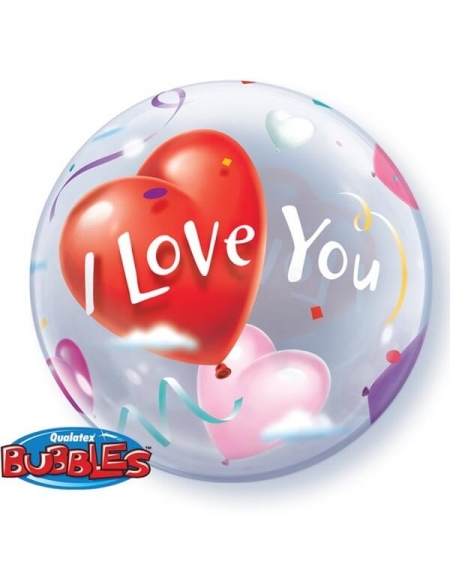Globo I Love You Heart Balloons - Bubble Burbuja 55cm - Q16676