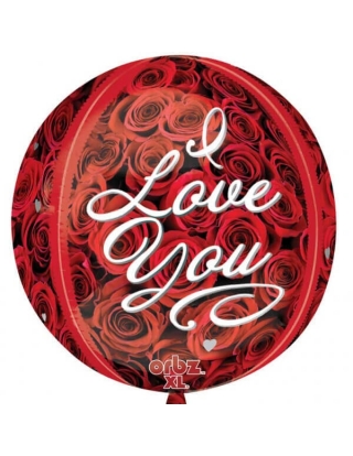 Globo I Love You Rosas Esfera 40cm