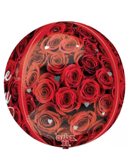 Globo I Love You Rosas Esfera 40cm