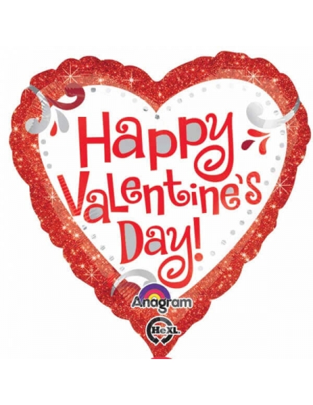 Globo Happy Valentines Day Red Glitter Corazon 45cm
