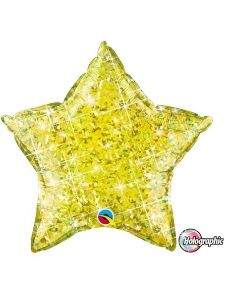 Globo Estrella 50cm Amarilla Holografica Foil Poliamida