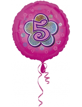 Globo Pink Flowers 5 - Redondo 45cm Foil Poliamida - A2954701