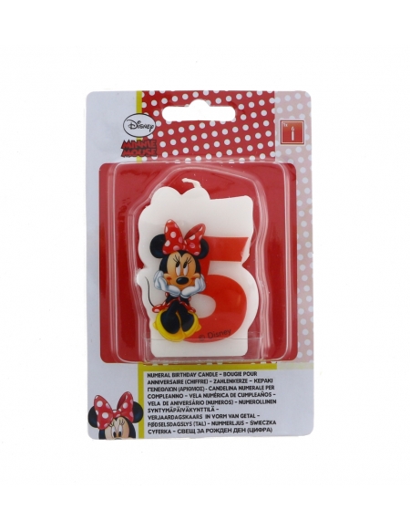Velas Minnie Mouse Cafe Numero 5 para Fiestas y Cumpleaños