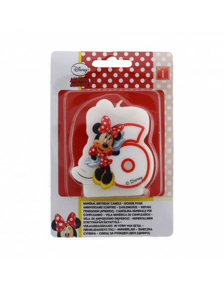 Velas Minnie Mouse Cafe Numero 6 para Fiestas y Cumpleaños