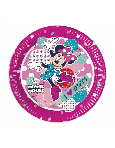 Platos Minnie Mouse Dots de 20cm para Fiestas y Cumpleaños