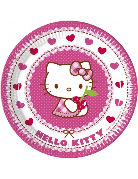 Platos Hello Kitty Hearts de 23cm para Fiestas y Cumpleaños