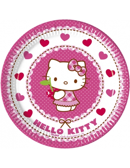 Platos Hello Kitty Hearts de 20cm para Fiestas y Cumpleaños