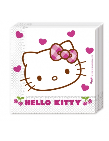 Servilletas Hello Kitty Hearts de 33x33cm para Cumpleaños