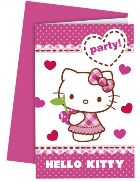 Invitaciones Hello Kitty Hearts con Sobre para Cumpleaños