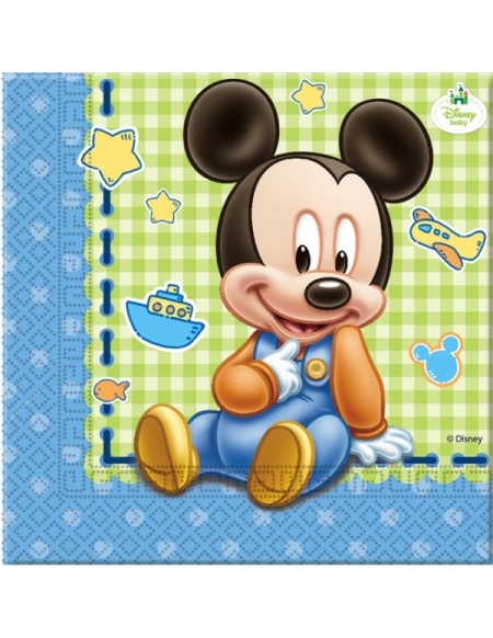 Servilletas Baby Mickey de 33x33cm para Fiestas y Cumpleaños