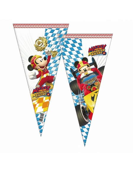 Bolsa Cono Mickey Roadster Racers 20x40cm para Fiestas y Cumpleaños