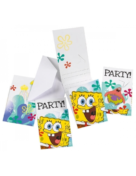 Invitaciones Bob Esponja con Sobre para Fiestas y Cumpleaños