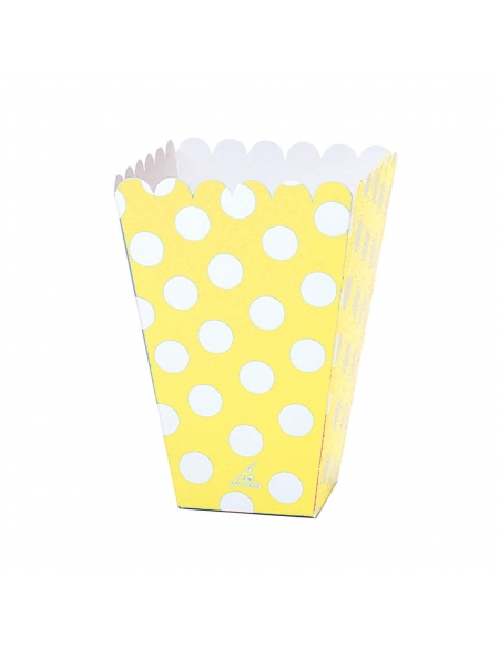 Cajita Pop Alta Lunares Amarillo 12x8x8cm para Fiestas y Cumpleaños