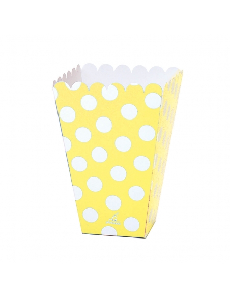 Cajita Pop Alta Lunares Amarillo 12x8x8cm para Fiestas y Cumpleaños