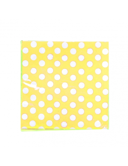 Servilletas Lunares Amarillo 33x33cm para Fiestas y Cumpleaños
