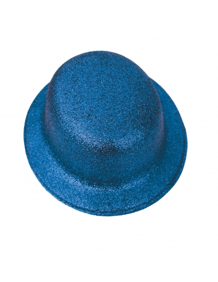 Sombrero Bombin Escarchado Azul para Fiestas y Cumpleaños