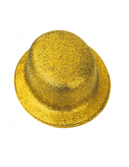Sombrero Bombin Escarchado Oro para Fiestas y Cumpleaños