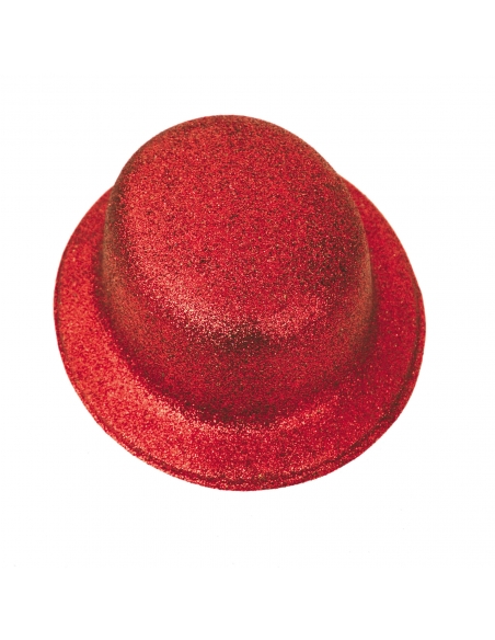Sombrero Bombin Escarchado Rojo para Fiestas y Cumpleaños