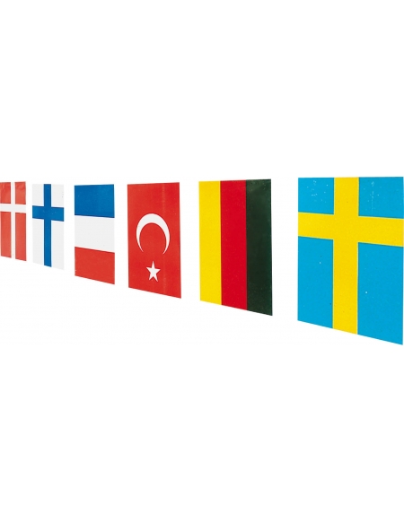 Bandera Papel Internacional 15x20cm de 25m para Fiestas y Cumpleaños