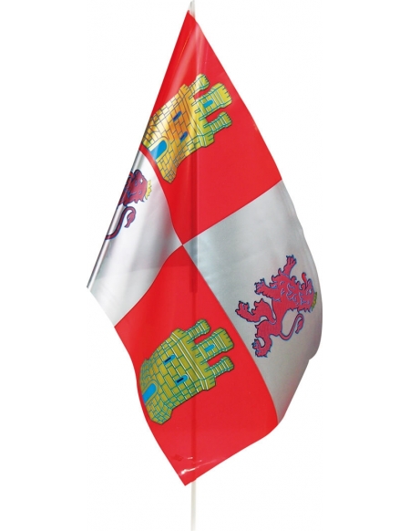 Bandera con Palo Castilla Leon 20x30cm para Fiestas y Cumpleaños