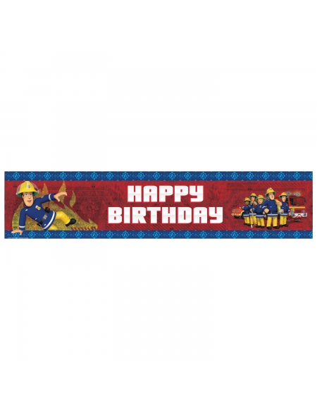 Banner Holografico Sam el Bombero HBD de 270x20cm para Cumpleaños