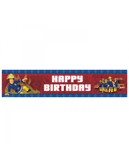 Banner Holografico Sam el Bombero HBD de 270x20cm para Cumpleaños