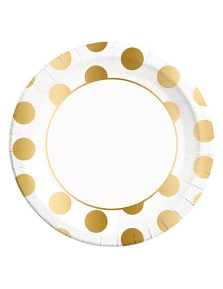 Platos Gold Dots 23cm 8 UDS