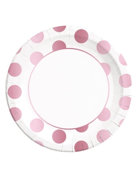 Platos Rose Gold Dots 23cm 8 UDS