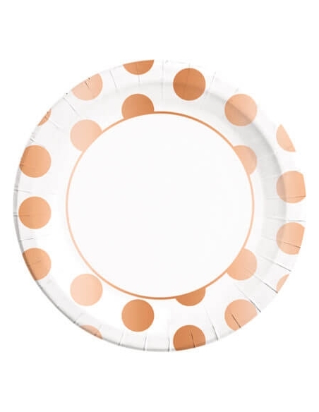 Platos Copper Dots 23cm 8 UDS
