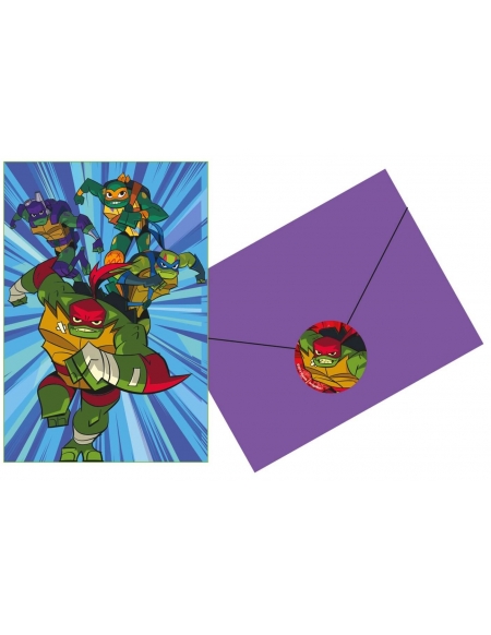 Invitaciones TMNT 8 UDS