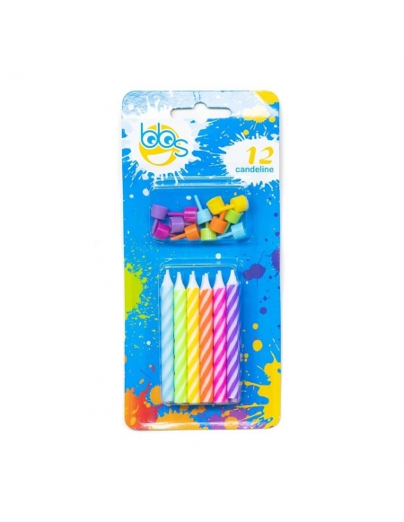 Velas Cumpleaños Grande Colores Rizos 12 UDS