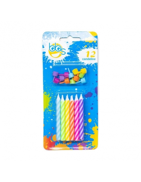 Velas Cumpleaños Grande Colores Rizos 12 UDS
