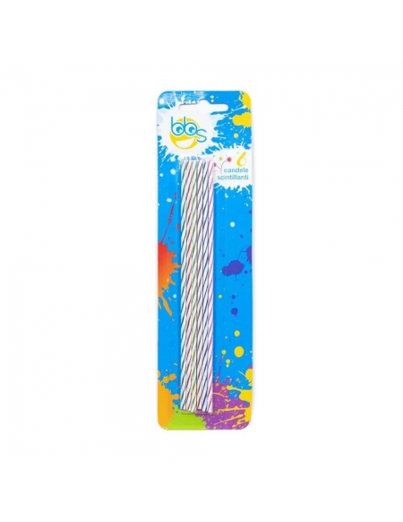 Velas para Cumpleaños Alargadas Rayas Colores 6 UDS