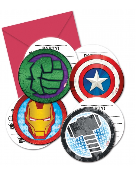 Invitaciones Mighty Avengers con Sobre 6 UDS