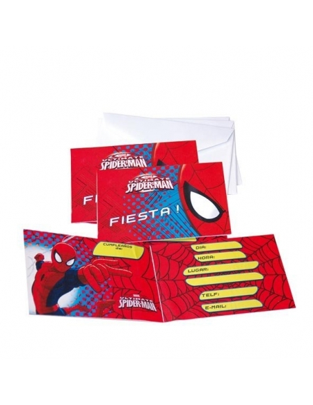 Invitaciones Spiderman con Sobre para Fiestas y Cumpleaños