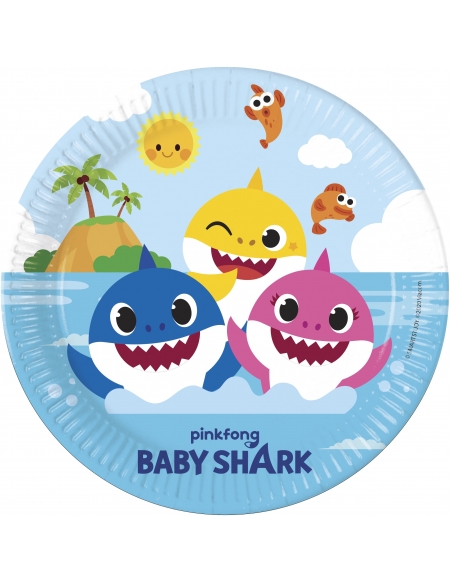 Platos Baby Shark de 23cm para Fiestas y Cumpleaños