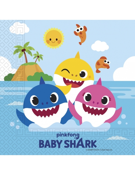 Servilletas Baby Shark de 33x33cm para Cumpleaños