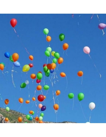 Suelta de globos de látex de 25cm hinchados con helio y Lazo