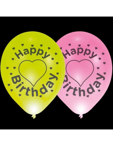 Globo LED Balloominate 28cm Happy Birthday Hearts