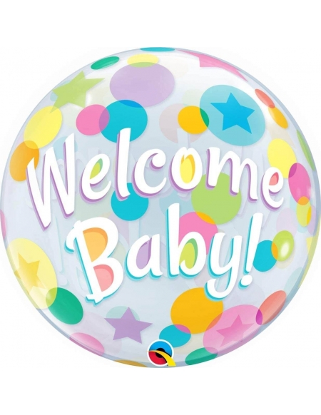 Globo Welcome Baby Colourful Dots - Bubble Burbuja 55cm - Q25860