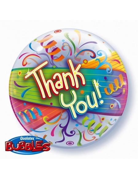 Globo Thank You Streamers - Bubble Burbuja 55cm - Q27500