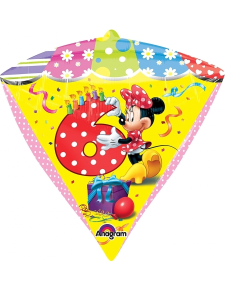 Globo Minnie Mouse 6 Años - Diamante 3D 43cm Foil Poliamida - A2862601