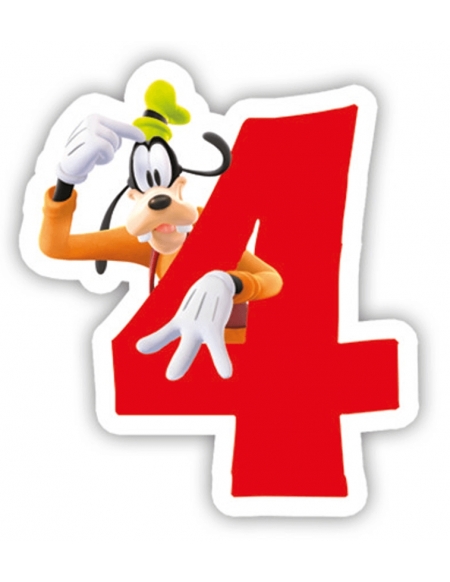Velas Mickey Mouse Club House Numero 4 para Cumpleaños