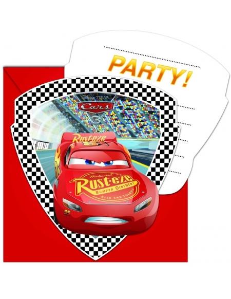 Invitaciones Cars 3 con Sobre para Fiestas y Cumpleaños