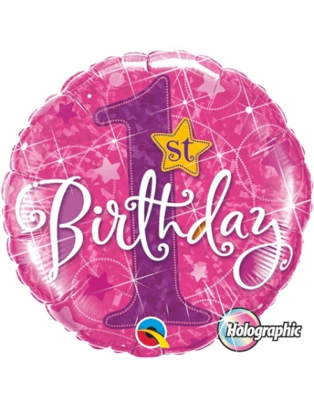 Globo 1St Birthday Stars Pink - Redondo 45cm Foil Poliamida - Q41597