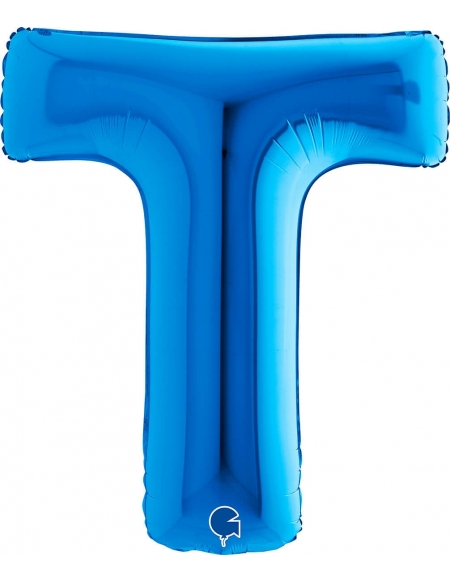 Globo Letra T de 100cm Azul - Foil Poliamida - G390B