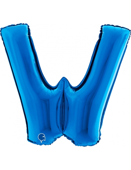 Globo Letra W de 100cm Azul - Foil Poliamida - G420B