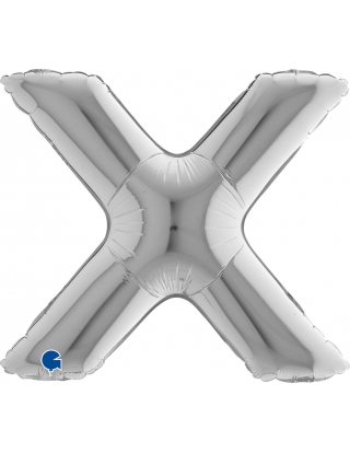 Globo Letra X de 36cm Plata - Foil Poliamida - G14439S