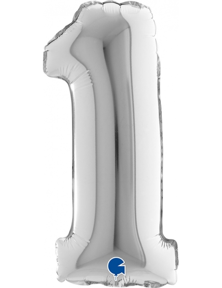 Globo Numero 1 de 36cm Plata - Foil Poliamida - G14091S